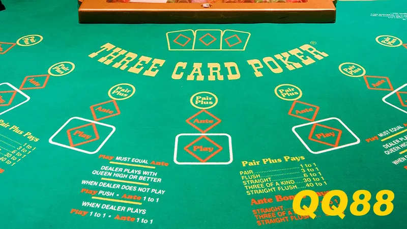 Bàn chơi Poker 3 lá tiêu chuẩn tại QQ88
